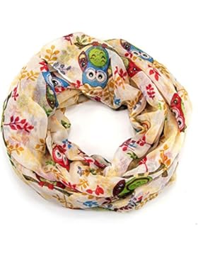 ManuMar Loop-Schal für Damen | feines Hals-Tuch mit Eulen-Motiv als perfektes Sommer-Accessoire | Schlauch-Schal...