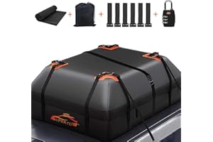 GELLDG Cofre de Techo 15Cubos/425L, Cofre de Techo para Coche 600d Oxford, Cofre de Techo con Alfombrilla Antideslizante + Cerradura + 6 Ganchos Ppara Puerta, Pto para Coches con/sin Portaequipajes