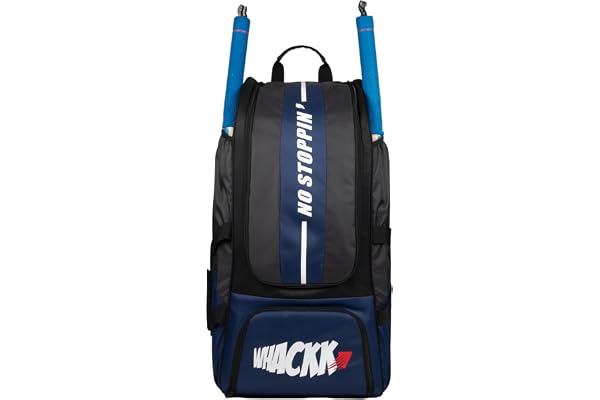 WHACKK Gayle Backpack Duffle Trolley Wheelie Cricket Kit Bag Adult Size 2 Bat Pocket Shoe/Helmet Pkt Main Compartment 18" Leg Pad 2 Bottle Holder Player Edition (Navy Blue)