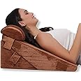Grin Health Memory Foam Orthopedic Bed Wedge Pillow With Head Rest Adjustable Wedge Cushion For Sleeping, Acid Reflux, Heartburn, Gerd Leg Support, Back Support, Pregnancy (Brown)