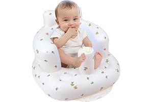 EKEPE Inflatable Baby Seat for Babies 3 Months & Up, Baby Floor Seats for Sitting Up, Baby Seats for Infants, Blow Up Baby Seat with Built in Air Pump - Oliver Flower