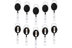Dottall Porte-Clés Rétractable, Lot de 10 Cordon Rétractable, Porte-Badge Rétractable Enrouleur Rétractable Longueur Porte-badges pour Les Employés, Les Enseignants, Les Infirmières, Les étudiants
