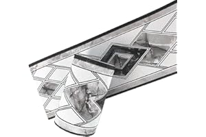 Simplemuji 3D Self Adhesive Blue Diamond Waterproof Wallpaper Border Peel and Stick for Bathroom Kitchen Counter Top Tiles Sticker, 10cm by 5m (Black)