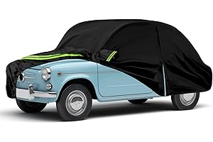 JINSENTGG Cubierta del Automóvil Reemplazo para 600 1955-1969 (2 Puertas)/Seat 600 1957-1973, Lona del Automóvil Garaje del Completo Impermeable Garaje Completo Tiras Reflectantes