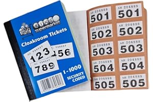 Bingosupermarket Raffle Tickets 1-1000 Cloakroom Tickets - Assorted Colours bordered. (Brown)
