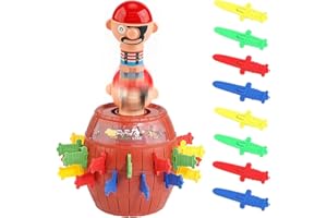 LKNBIF Pirata Pop Up Juguete, Juego De Mesa Pirata Pop Up, Juego para Fiestas De Familias Montessori, Juguetes Niños Alcancía Cubo Pirata, Juegos Tablero para Niños Regalo De Niños Niñas De 3+Años