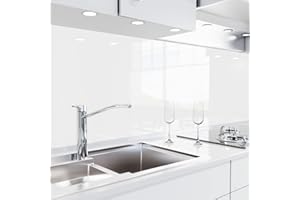 danario Revestimiento Autoadhesivo para Cocina - Protector Pared Antisalpicaduras - Lámina de Pet Rígida de 0,8 mm - Óptica de Vidrio - Polarweiß - 60cm x 220cm