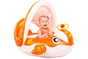 Peradix Bouée de natation pour bébé avec toit pare-soleil, bouée de natation pour les tout-petits de 9 à 36 mois