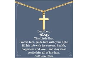 EYQV Christening Gift for Boy, Cross Necklace - Holy Communion, Confirmation, Baptism Gifts for Boys - Special Presents for Son, Grandson, Nephew on Graduation, Birthday, Christmas