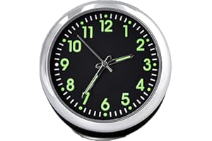 HINS Luminous Quartz Clock, Car Dashboard Clock Classic Small Round Table Onboard Quartz Clock,Universal Pocket Watch,Mini Digital Clock Universal Pocket Stick-On Watch for Car Boat Bike Home