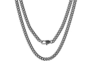 GAOHUI Cuban Link Chain Mens Chain, Silver Cuban Link Chain 316l Stainless Steel Mens Chain Necklaces Jewelry Gifts 18, 20, 22, 24, 26 Inch, Men's Jewelry Gift-With (Send Gift Box)