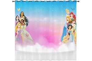 LKFFHAVD Disney Lot de 2 rideaux occultants avec œillets d'impression 3D Cendrillon Raiponce pour chambre à coucher, chambre d'enfant (100 × 140 (l x H ?,3)