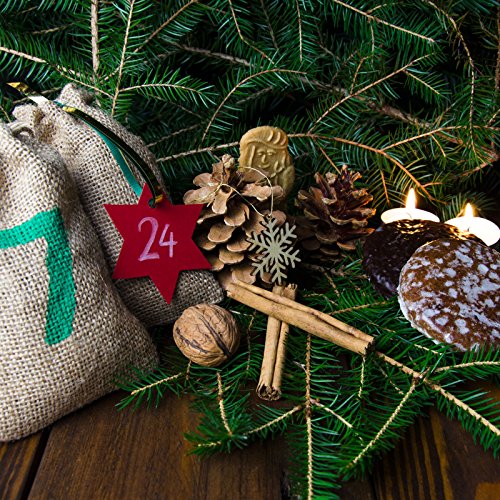 24er Set Jutesäckchen, Jute-Beutel, Geschenke-Säckchen, ideale Verpackung- für Adventskalender, 100 Prozent Naturfaser, Hochzeit, Feiern, Geburtstag, Farbe: ungefärbt, naturbelassen (hellbraun) - 3