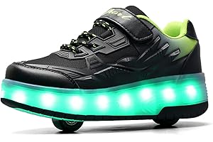 ROLLTONGOZ Zapatos con Ruedas Zapatillas con Dos Ruedas para niños y niña Led Luces Zapatillas con Ruedas Se Puede Bambas con Ruedas Regalo Creativo de Navidad y cumpleaños en el día de los Reyes