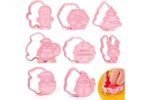 BLUELVES Formine per Biscotti Natale, 8 pezzi Stampini Biscotti Natale, 3D Pressable Formine per Biscotti, Christmas Cookie Cutter per Biscotti Natalizie Torta, Gingerbread Man, Fiocco di neve, Renna