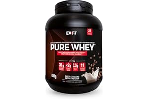 Proteine Whey Pure Whey EAFIT, 850g, Proteine in Polvere del Siero del Latte, Gusto Cappuccino, Aminoacidi ed Enzimi Digestivi, Proteine Massa Muscolare Crescita, Assimilazione Rapida, Whey Protein