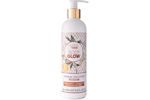Skinny Tan Body Glow Gradual Tan Lotion - Lightweight, Fast-Absorbing Formula - Coconut and Vanilla Scent - Enriched with Aloe Vera and Guarana - Natural, Streak Free Gold Color - Medium - 280 ml