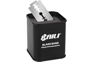 BAILI Razor Blade Bank Sharps Disposal Container Bin Storage Safely Store Used Safety Razor Blades Large Capacity for Barber Shops Personal Use Sealed Design Holds 300+ Blades, Matte Black