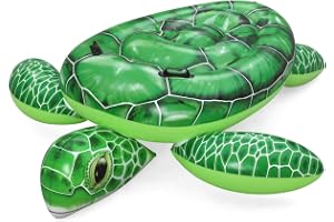 Bestway Simdjur Tidal Turtle, 153 x 140 x 38 cm, sköldpadda design, PVC, 2 luftkammare, handtag, säkerhetsventiler, lastkapacitet 45 kg, från 3 år, inkl. reparationslappar