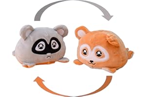 KUNSTIFY Mapache - Peluche reversible para niñas, mujeres, niños, bebé, para expresar humor, regalo para novia, mapache, gris/marrón