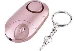 RUIRUIY Porte-clés d'alarme personnelle, alarme de panique poche rechargeable 130dB sirène d'autodéfense puissante avec lampe à LED pour femmes, enfants, filles et personnes âgées (or rose)