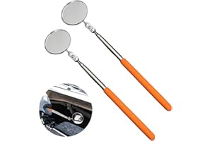 ZOVATOR Telescoping Inspection Mirrors, 2 Pcs Automotive Extendable Mirror Inspection Mirrors Retractable Car Inspection Mirror for Check Observe Vehicle Small Part, 50mm Diameter, Maintenance 22cm-73cm