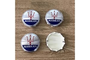 XLUCBS 4 Pezzi Auto Coprimozzi Tappi Lega Alluminio, per Maserati Granturismo Levante Ghibli Gran GC Cabrio GT Quattroporte 60MM Decorativo Emblema Coprimozzo Accessori
