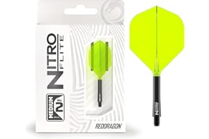 RED DRAGON Darts – Nitro Flite Système intégré de vol et d'arbre – No.2 Forme et design - Disponible en Court, intermédiaire et moyen - Variété de couleurs - Accessoires de fléchettes professionnelles