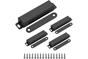 RAVINTE Magnetic Door Catch - 40kg Heavy Duty Strong Magnetic Catch, 4 Pack Stainless Steel Door Magnet for Wardrobes Kitchen Cupboards, Black