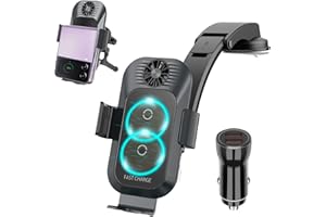 Olycism 15W Qi Fast Wireless Charger Auto Handyhalterung Mit Ladefunktion Automatischer Induktion Kabellose Kfz-Ladegeräte Lüftung für Samsung Galaxy Z Flip5/4/3/2 iPhone,Huawei,Goolge（Schwarz）