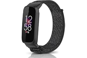 Niboow Bransoletka kompatybilna z Fitbit Luxe, dla mężczyzn i kobiet, nylonowa, Solo Loop, regulowana, zapięcie na rzepy, bransoletka zastępcza, kompatybilna z Fitbit Luxe, czarna