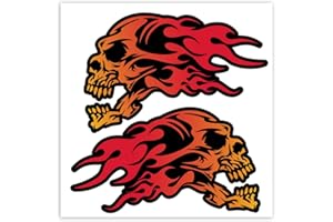 SkinoEu® 2 x winylowe samoprzylepne naklejki płomień czaszka laptop iPad samochód okno auto motorowy kask motocyklowy rower deskorolka wyścig tuningowy B 139