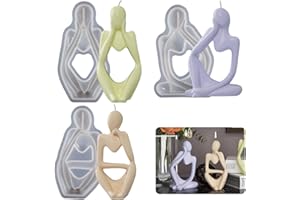 YYwenting 3 Pcs Candle Moulds DIY Thinker Statue Silicone Mold 3D Nordic Art Abstract Human Body Plaster Ornament Mould Epoxy Resin Handicraft Mold Home Decor