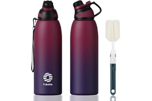 Fjbottle Stainless Steel Water Bottle 600ml/800ml/1L/1.5L with Magnetic Lid, BPA Free Insulated Water Bottle, Sports Metal Hot&Cold Drinks Vacuum Flask Leak-Proof for Gym, Work, Travel