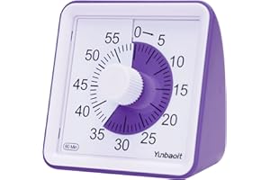 Yunbaoit Temporizador analógico visual, reloj de cuenta regresiva silencioso, herramienta de gestión del tiempo para niños y adultos (morado)