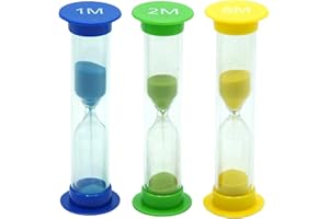 TeacherFav Sand Timer for Kids Set of 3 Small Colorful Hourglass Acrylic Covered Clock 1Min 2Min 5Min for Classroom, Home & Kids Room