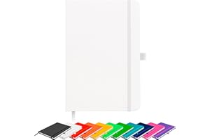 Savvy Bee Blanco Basic A5 Unlined Plain Page Notebook New Hardback Journal with pen loop, elastic closure, ribbon marker and pen loop Notepad Note Book Notes Diary Pad (White)
