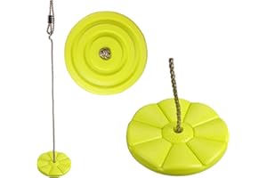 IFOYO Tree Swing Disc - 220lbs/100kg Steel Rope Heavy-Duty Round Swing Disc for Kids, Weatherproof Outdoor Swings Seat with Reinforced Stitching for Backyard/Playground (Ages 3-10, Yellow)