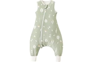 Nivolltha 1.5 TOG Schlafsack mit Füßen, 100% Baumwolle Warm Ganzjahres Premium Qualität Kinder Schlafsack mit Beinen, Blätter, Größe M