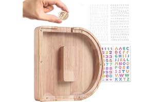 Wivico Huchas Originales para Niños Hucha Madera con Letras de A-Z, Personalizadas Hucha Infantil Hucha Transparente Mealheiro Criança Huchas para Niños de Cumpleaños/Decoración del Hogar/Recuerdo（D）