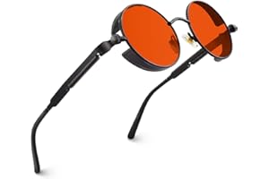 CGID E72 Polarizzate Occhiali da Sole da Uomo Donna Retro Stile Steampunk Rotondi in Metallo