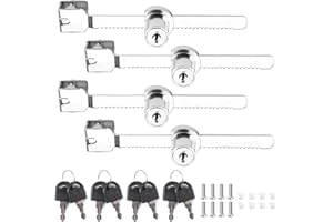 JINSION 4 Pezzi Serrature a Cricchetto di Sicurezza con Chiave,141 mm Lucchetto per Vetrina Scorrevole,Lucchetto Terrario Antiruggine,Serratura a terrario,Serratura a Cremagliera per Armadietti in Vetro