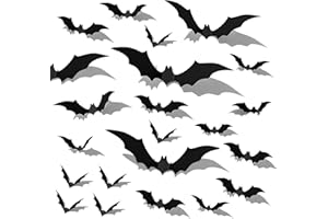 JOKBEN 120PCS Bats Halloween Decoration, 4 Sizes PVC 3D Bats Decorative Wall Decal, Scary Bats Wall Sticker for DIY Home Bathroom Window Indoor Decoration Party Supplies
