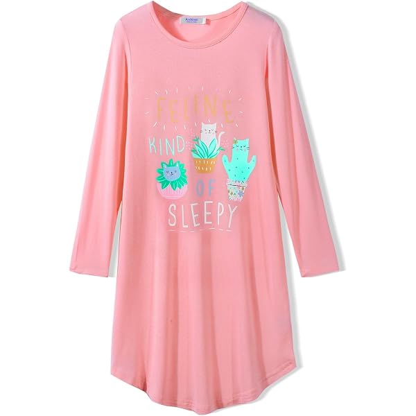 Alunsito Chemise De Nuit Fille Coton Princesse Volants Manches Longues - Pyjama Automne Hiver Enfant