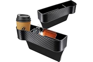 Garegce 2PCS Car Seat Gap Filler Organiser, Car Organiser Front Seat with Cup Holder, Storage Box with Usb Charging Hole, Car Console Side Pocket for Phones Glasses Keys Wallet Cards (Black)