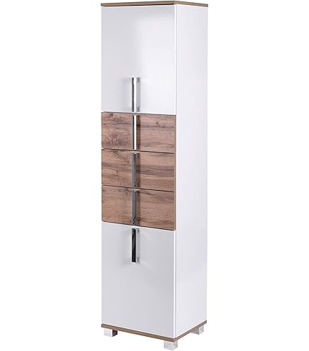 Schildmeyer Luca 135873 - Mobile Base Lavabo, Stile Rustico, 65,1 X 32 X 60 Cm Bianco Lucido E Rovere 44655865