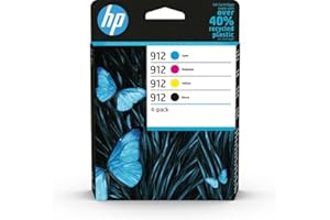 HP 912 Pack de 4 Cartouches d'Encre Noire, Cyan, Magenta, Jaune Authentiques (6ZC74AE) pour HP OfficeJet Pro 8010 series / 8020 series