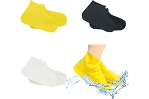 JUGCUT 3Pairs Waterproof Shoe Covers, Reusable Overshoes Not-Slip Shoe Covers, Thickened Silicone Folding Anti Rain Shoe Covers for Rainy, Snowy, Outdoor Cycling Hiking