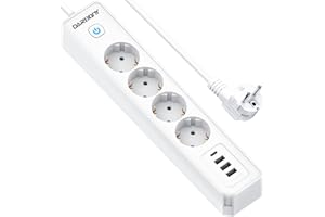 Steckdosenleiste 4 USB Mehrfachsteckdose Wandmontage mit Schalter, 4-Fach Steckerleiste Überspannungsschutz 3680W 16A Mehrfachstecker mit USB C Verteilersteckdose Büro 1.8M Verlängerungskabel Weiß