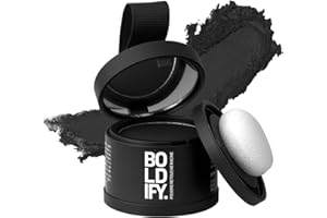 BOLDIFY Poudre de Racine de Cheveux (Noir), Retouche Racines Instantanée, Camoufle Cheveux Gris, Résultat Naturel 4g